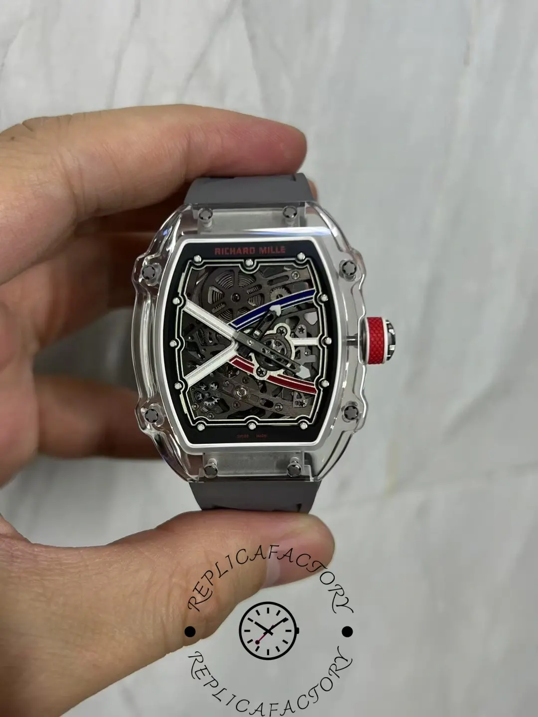 1:1 Clone Richard Mille RM67-02 Skeleton Crystal Case Watch