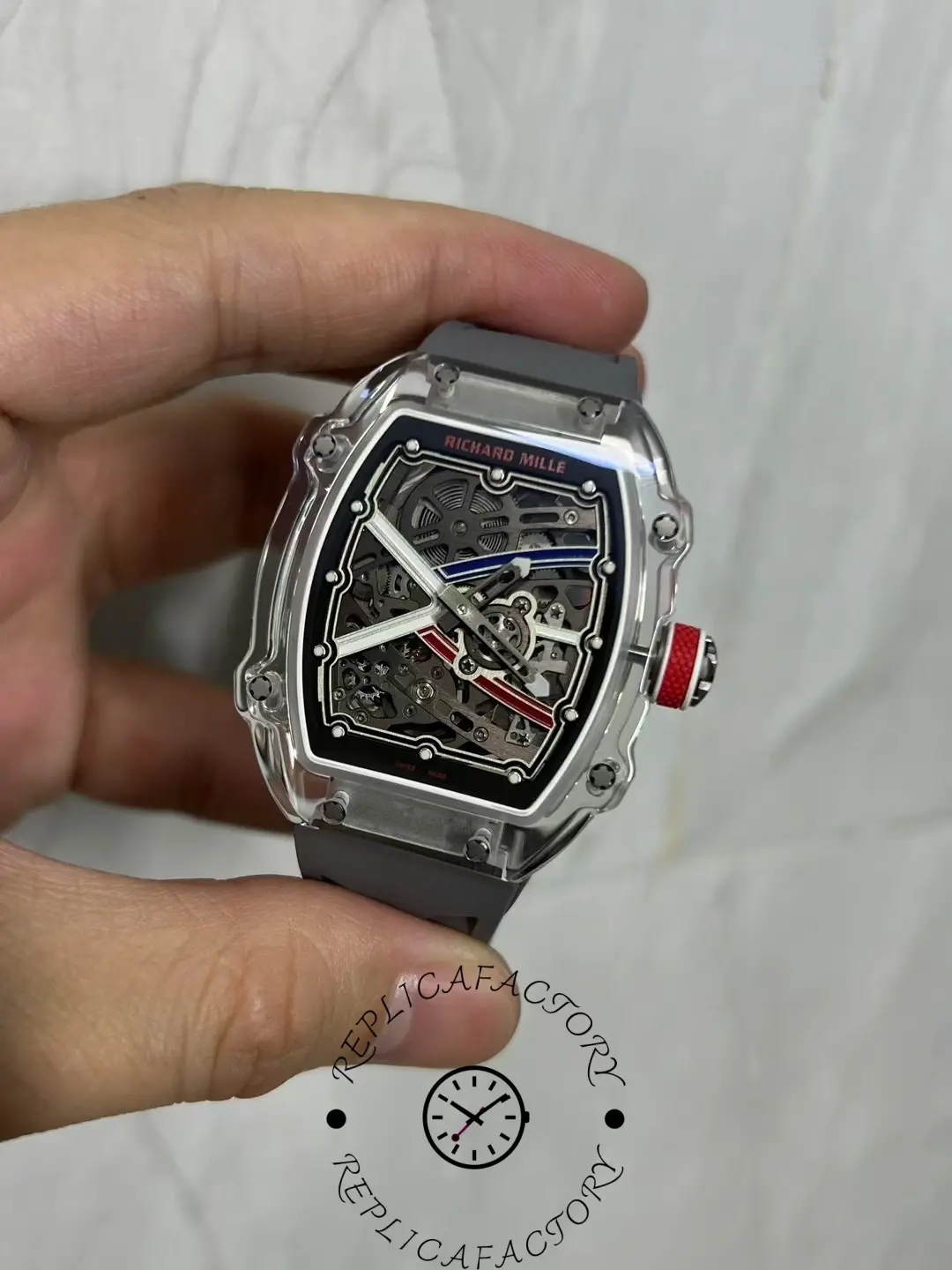 1:1 Clone Richard Mille RM67-02 Skeleton Crystal Case Watch
