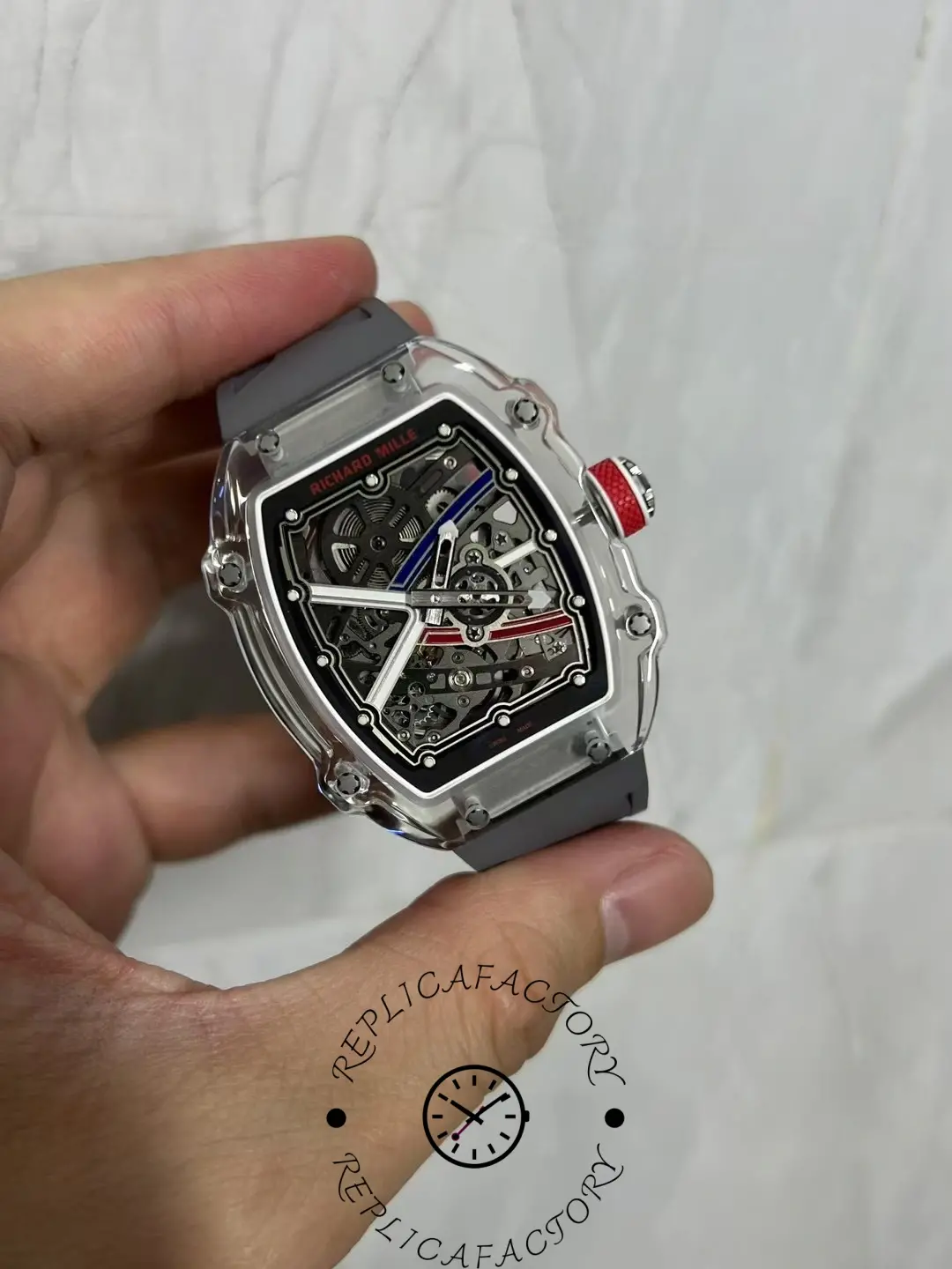 1:1 Clone Richard Mille RM67-02 Skeleton Crystal Case Watch