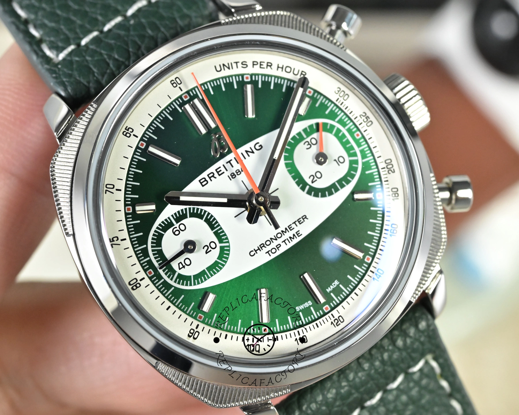Breitling Top Time B01 Racing Green Dial AB01771A1L1X1 Replica 38mm Leather Watch