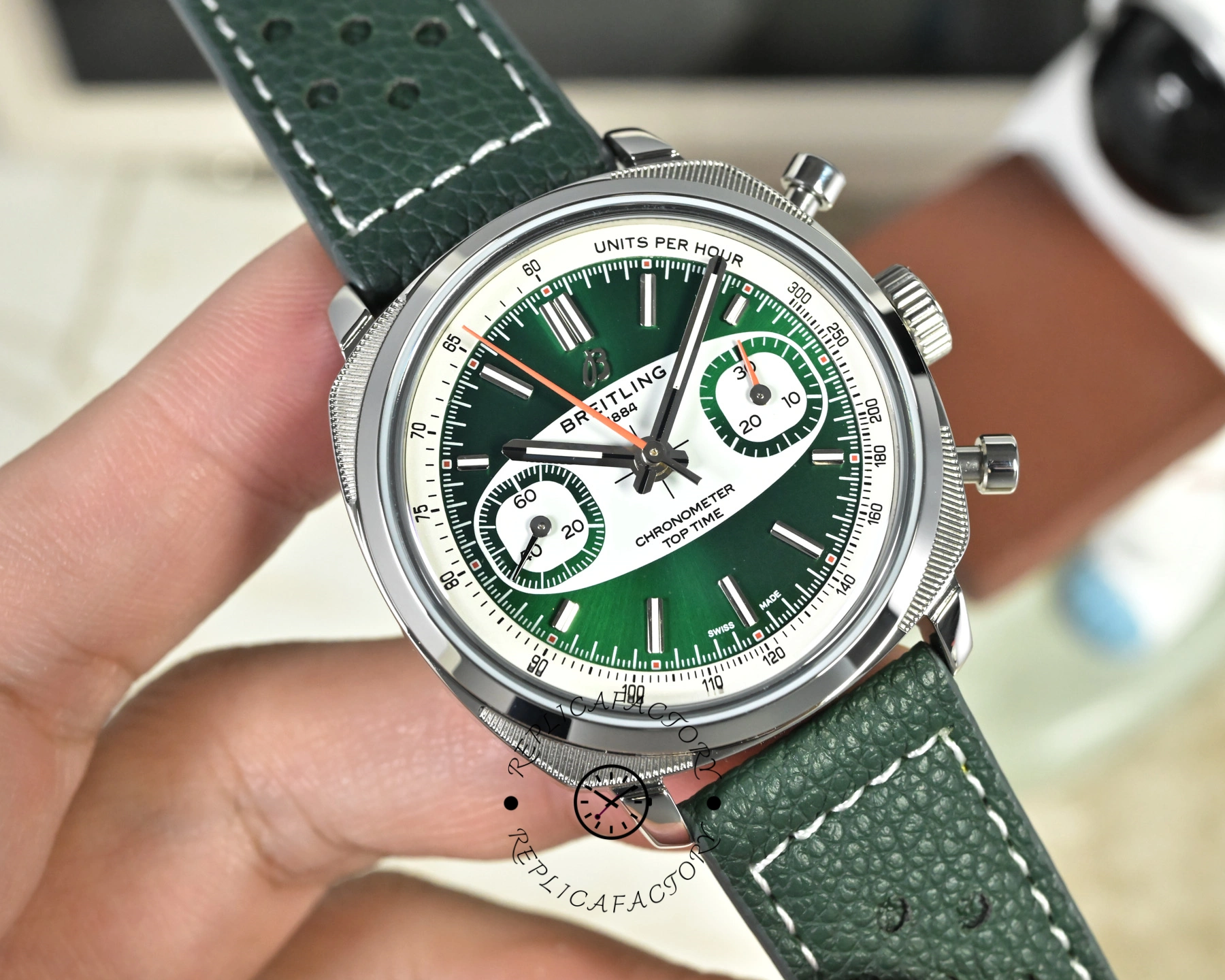 Breitling Top Time B01 Racing Green Dial AB01771A1L1X1 Replica 38mm Leather Watch