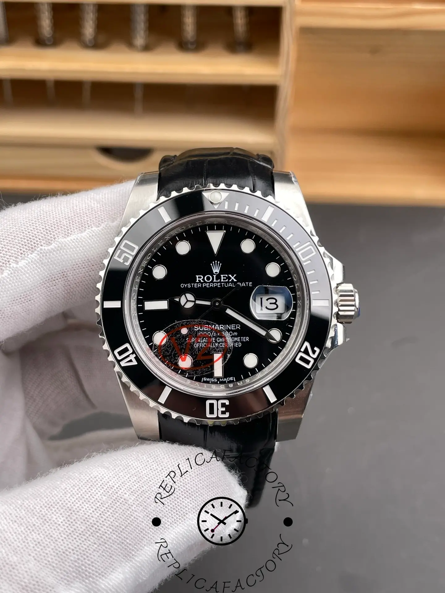 Rolex Submariner 116610LN 1:1 Clone Black Dial Leather Strap