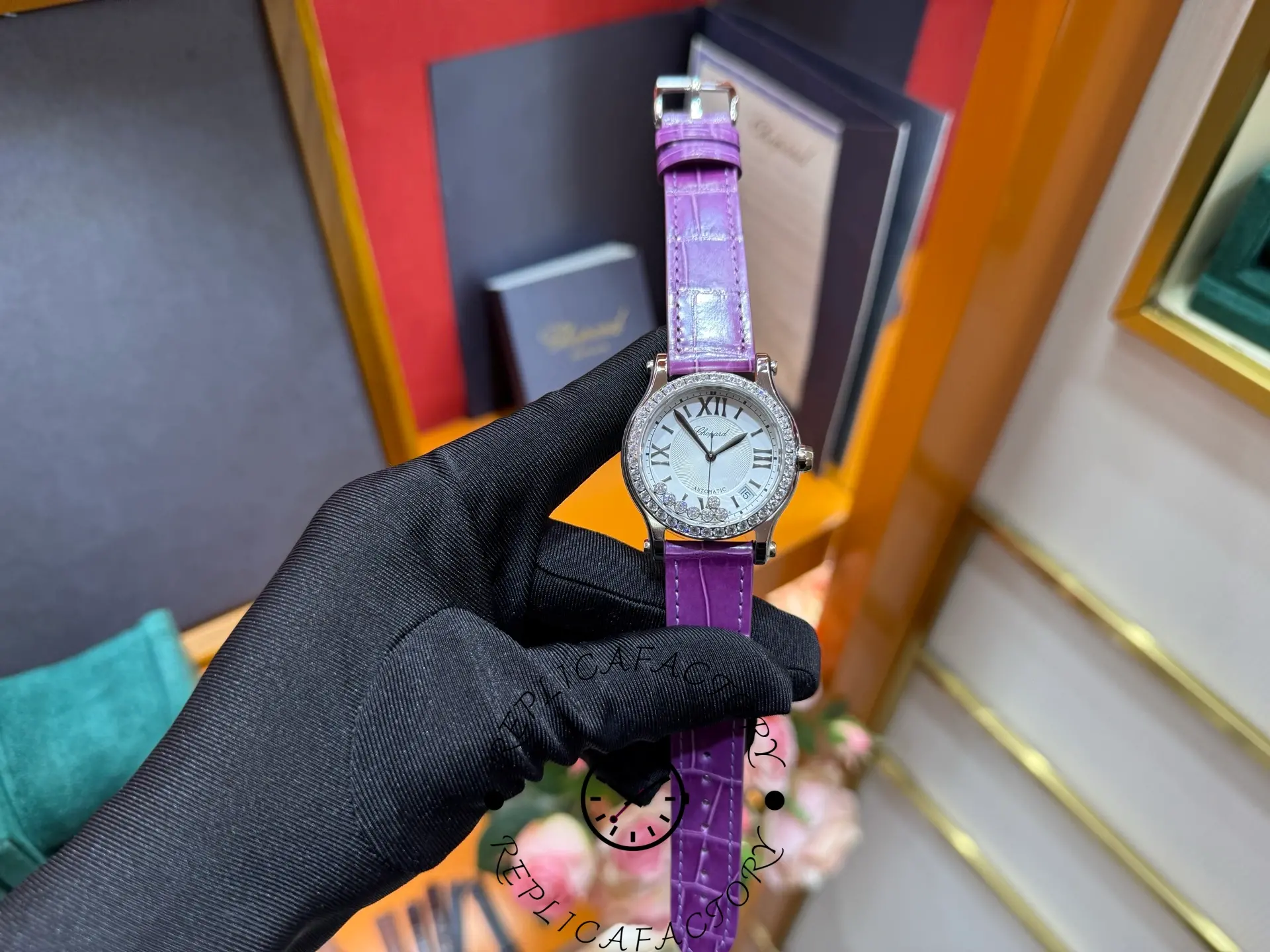 Chopard 274808 Happy Sport 1:1 Clone Diamond Ladies Watch