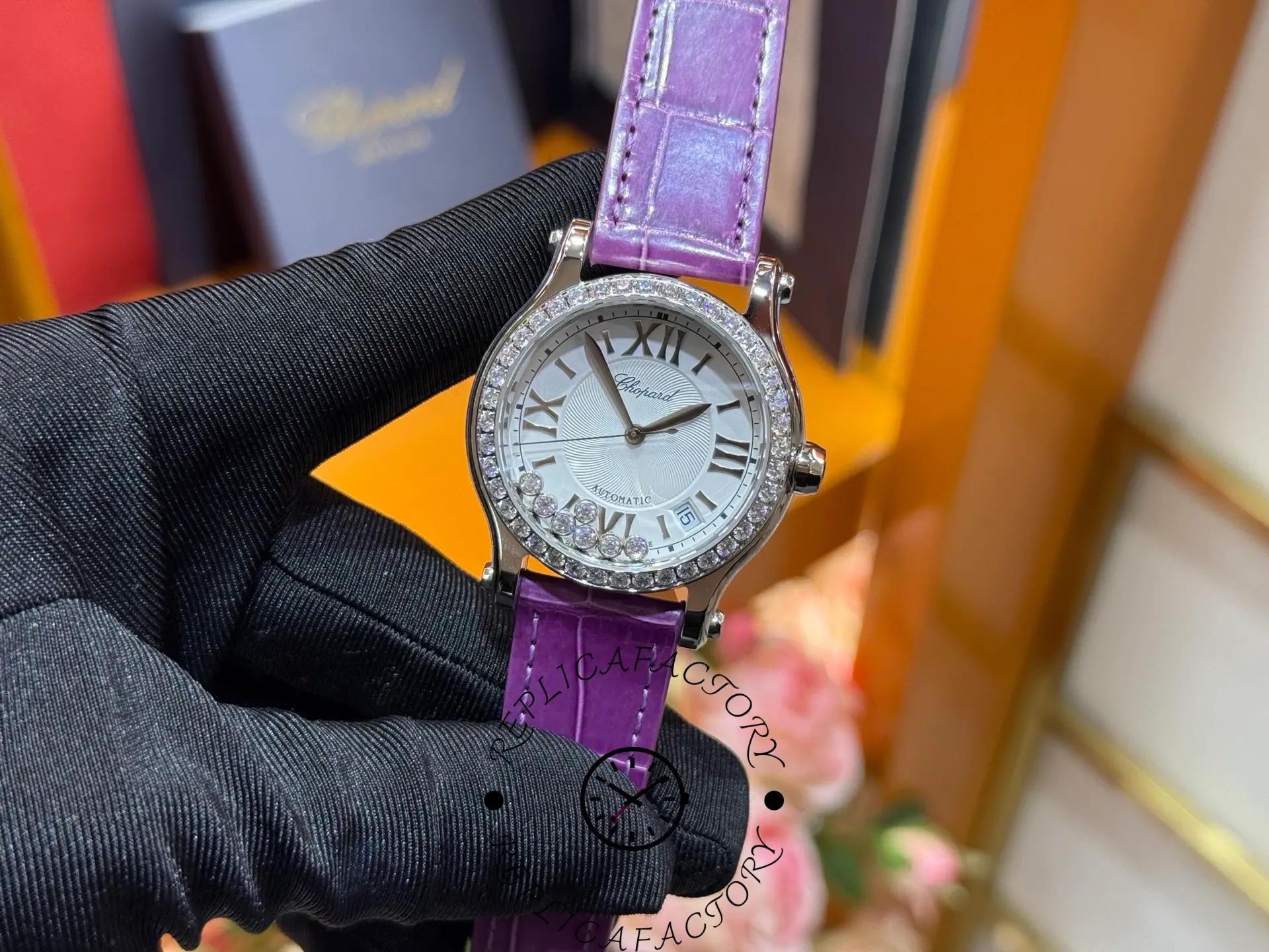 Chopard 274808 Happy Sport 1:1 Clone Diamond Ladies Watch