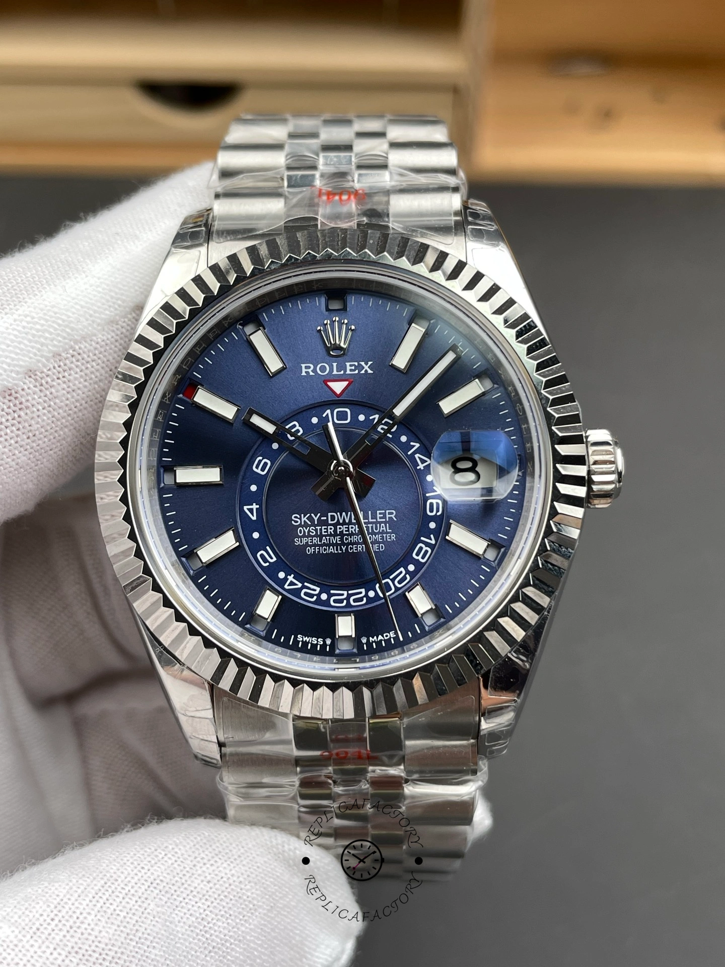 Rolex Sky-Dweller 42 m336934 0006 Fluted Bezel Blue Dial Replica Watch