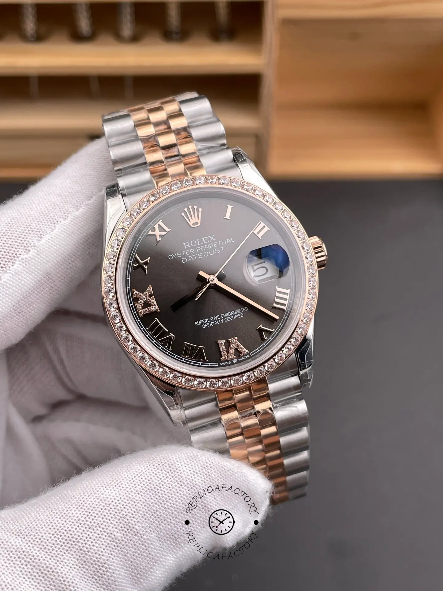 Rolex Datejust 126281RBR-0011 Replica 36 Diamond Bezel Jubilee Strap