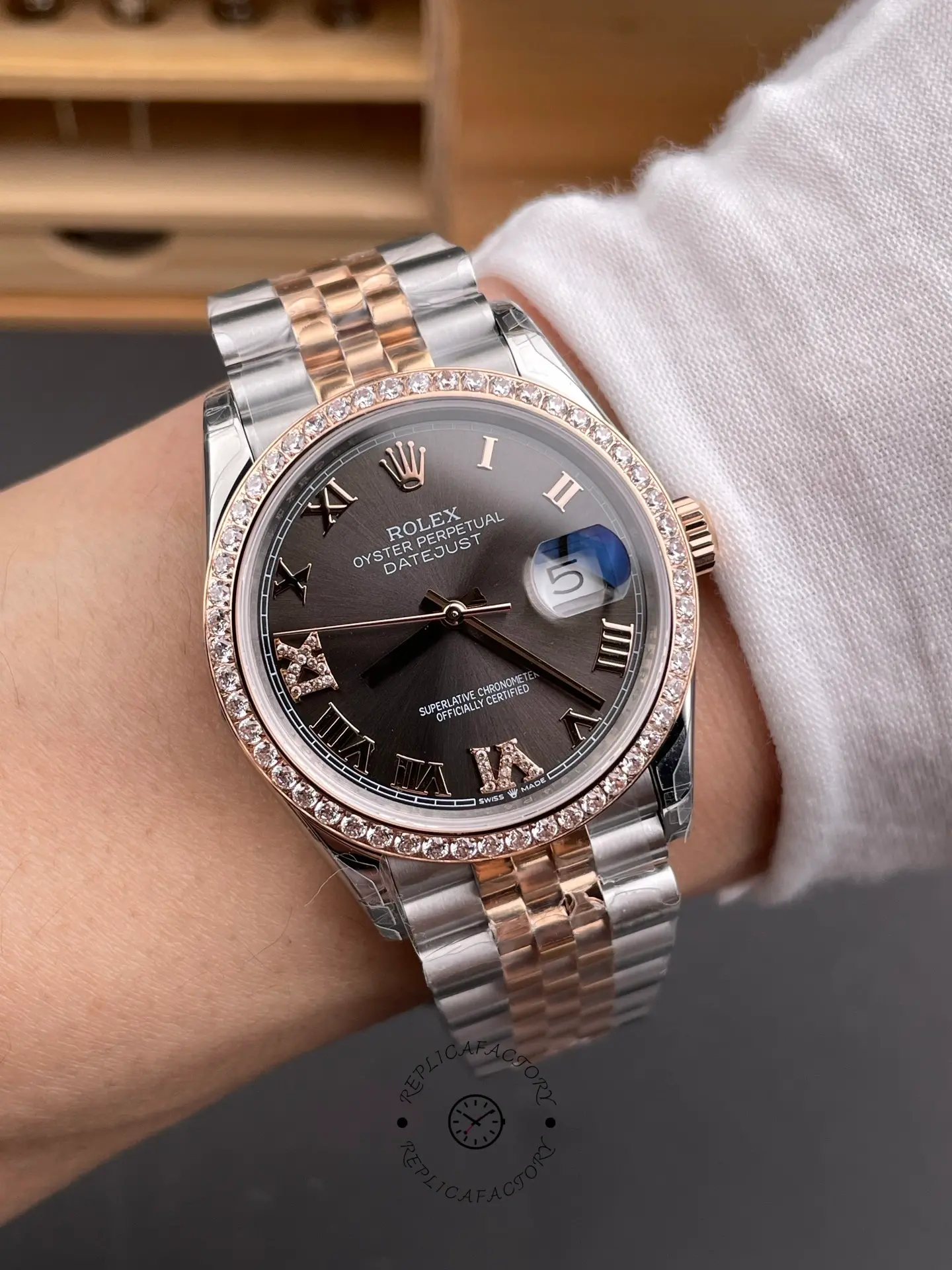 Rolex Datejust 126281RBR-0011 Replica 36 Diamond Bezel Jubilee Strap