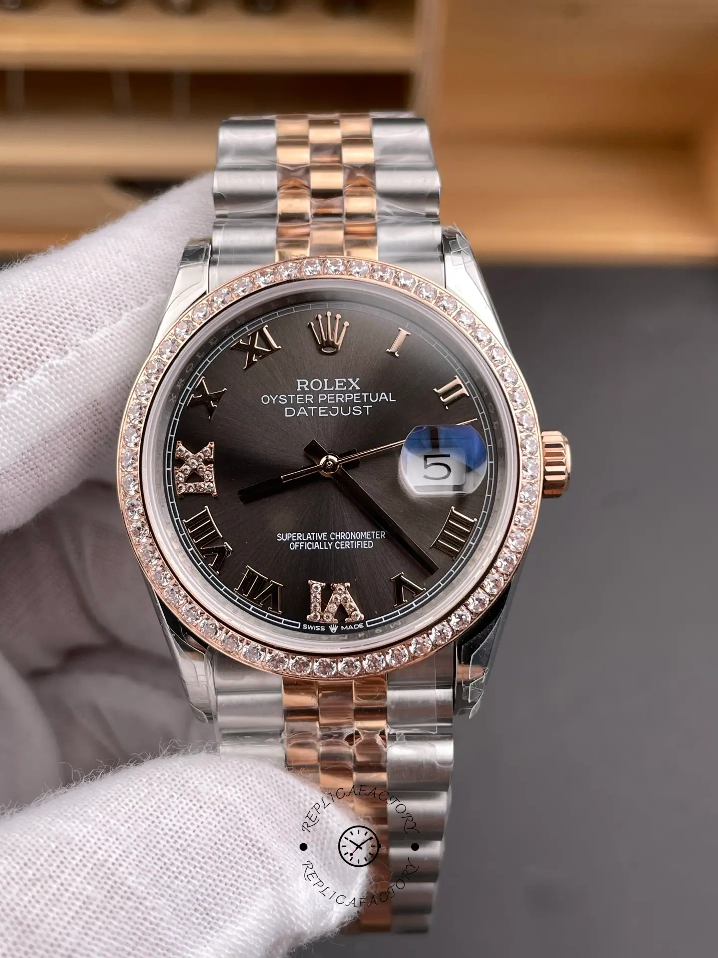 Rolex Datejust 126281RBR-0011 Replica 36 Diamond Bezel Jubilee Strap