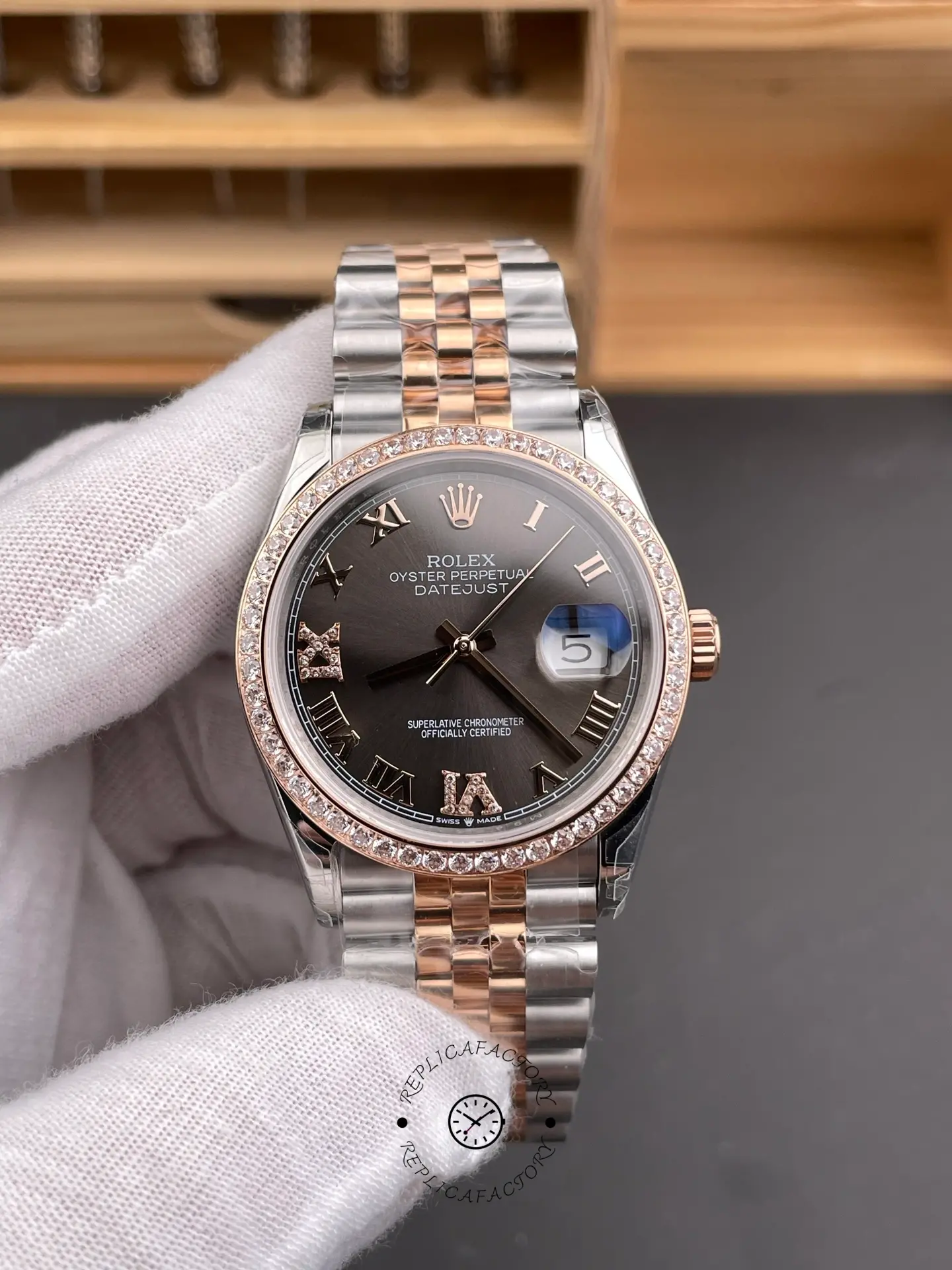 Rolex Datejust 126281RBR-0011 Replica 36 Diamond Bezel Jubilee Strap