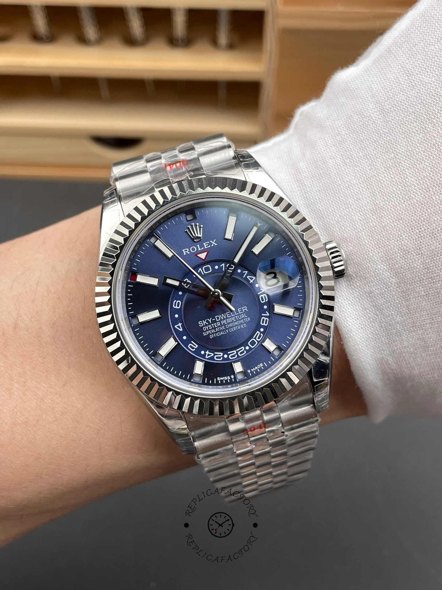 Rolex Sky-Dweller 42 m336934 0006 Fluted Bezel Blue Dial Replica Watch