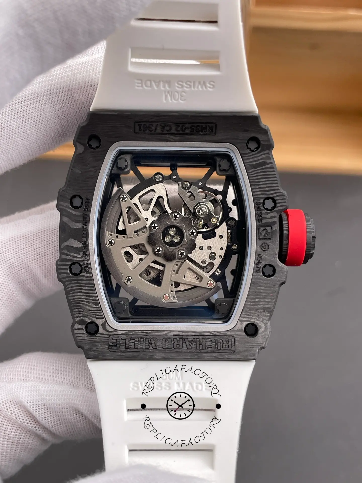 Richard Mille RM 035-02 Rafael Nadal NTPT Carbon on White Rubber Strap