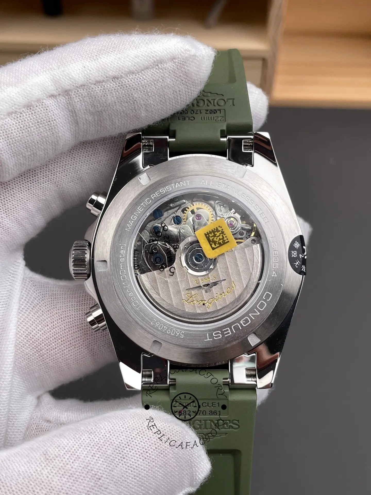 Longines Conquest L3.835.4.02.9 42 Silver - Green Dial 1:1 Clone Chronograph
