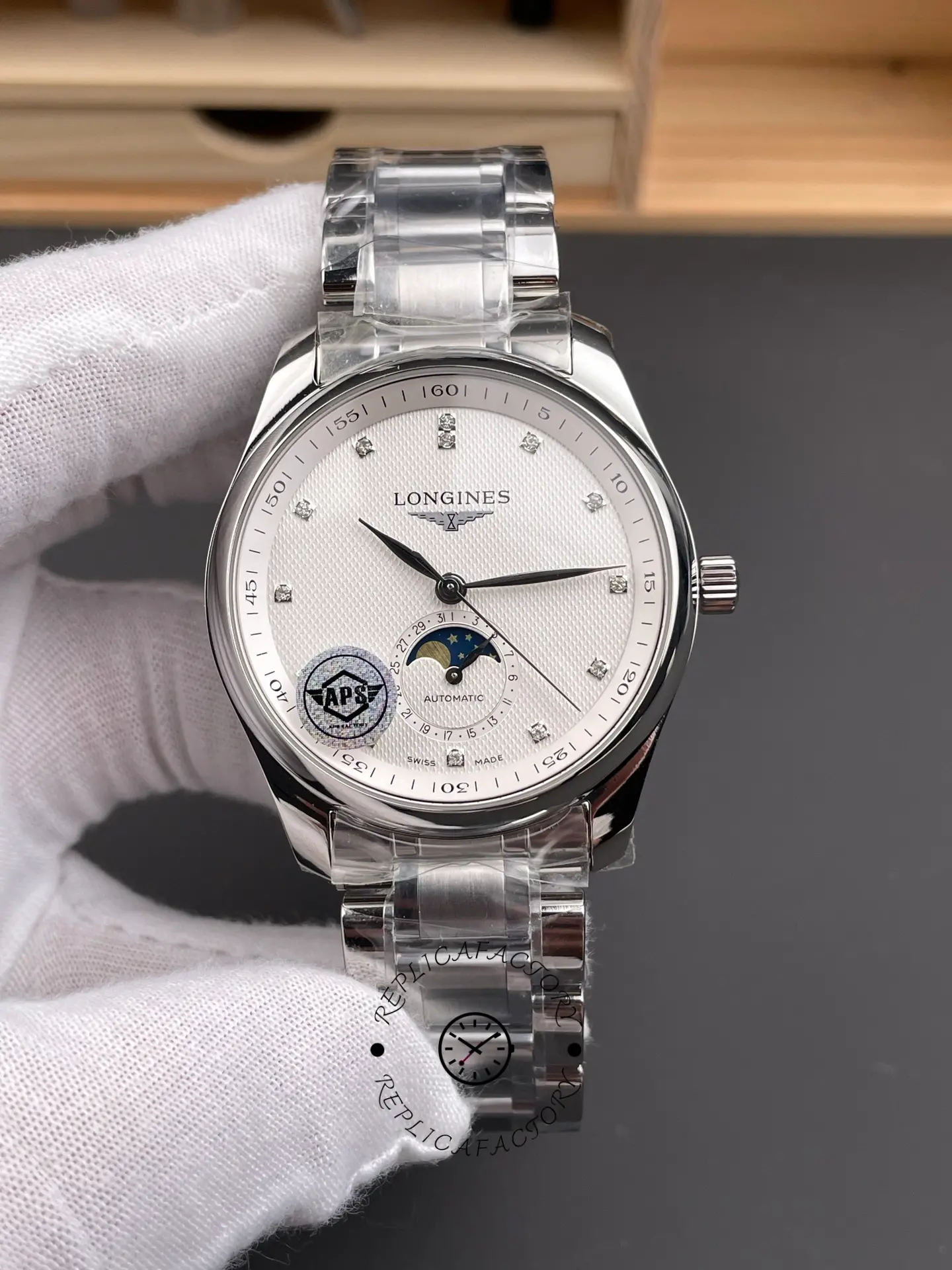 Longines L2.919.4.77.6 Master Collection Replica White Dial Moonphase Diamonds