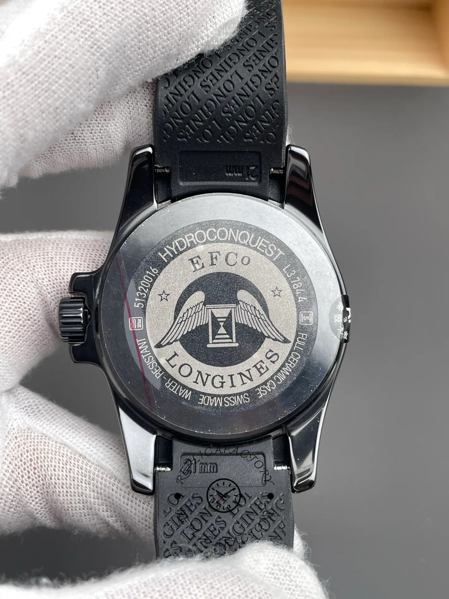 1:1 Clone Longines HydroConquest L3.784.4.56.9 43mm Rubber All-Black Ceramic