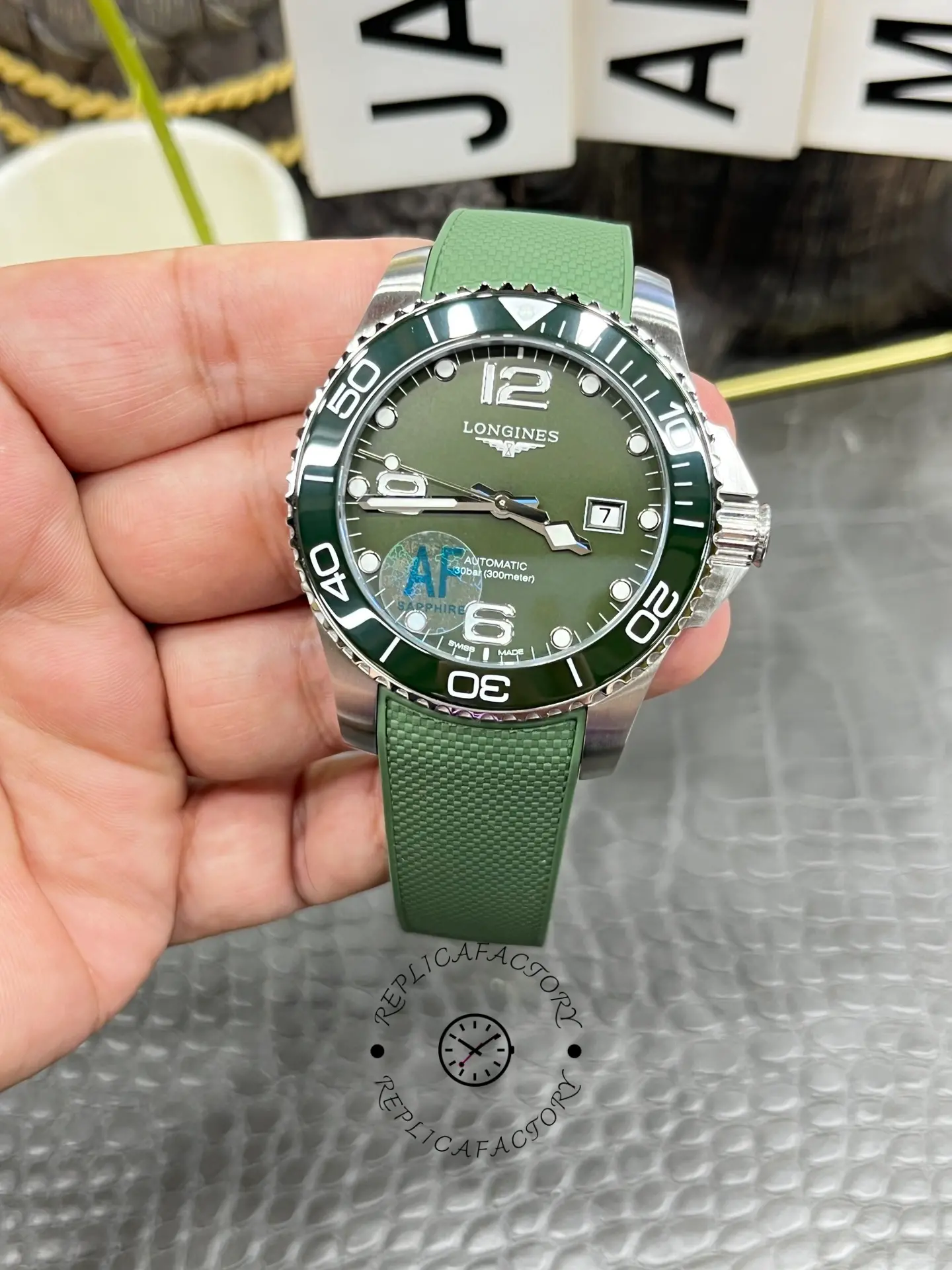 Best Longines HydroConquest Replica L3.782.4.06.9 43mm Green Ceramic