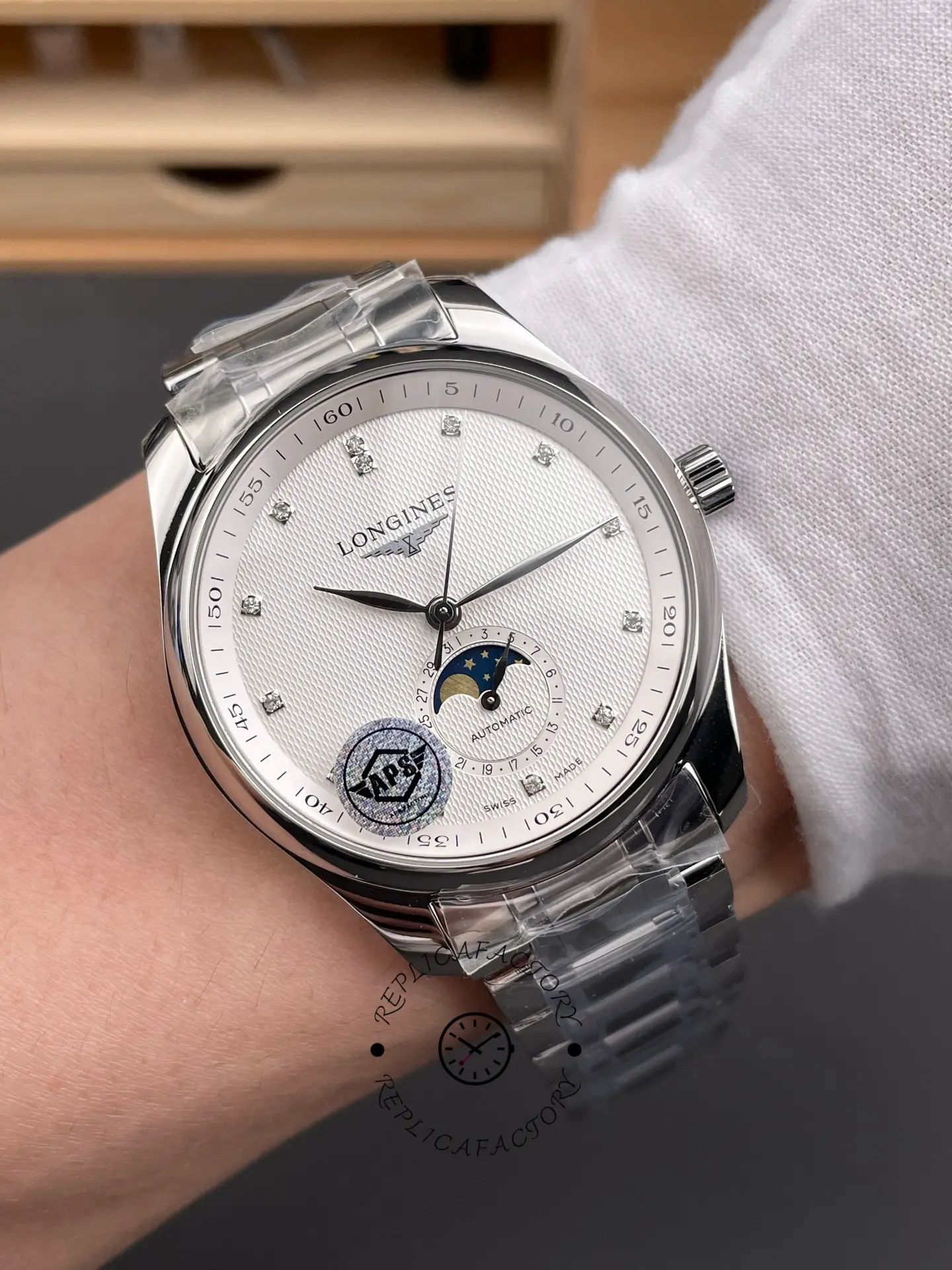 Longines L2.919.4.77.6 Master Collection Replica White Dial Moonphase Diamonds