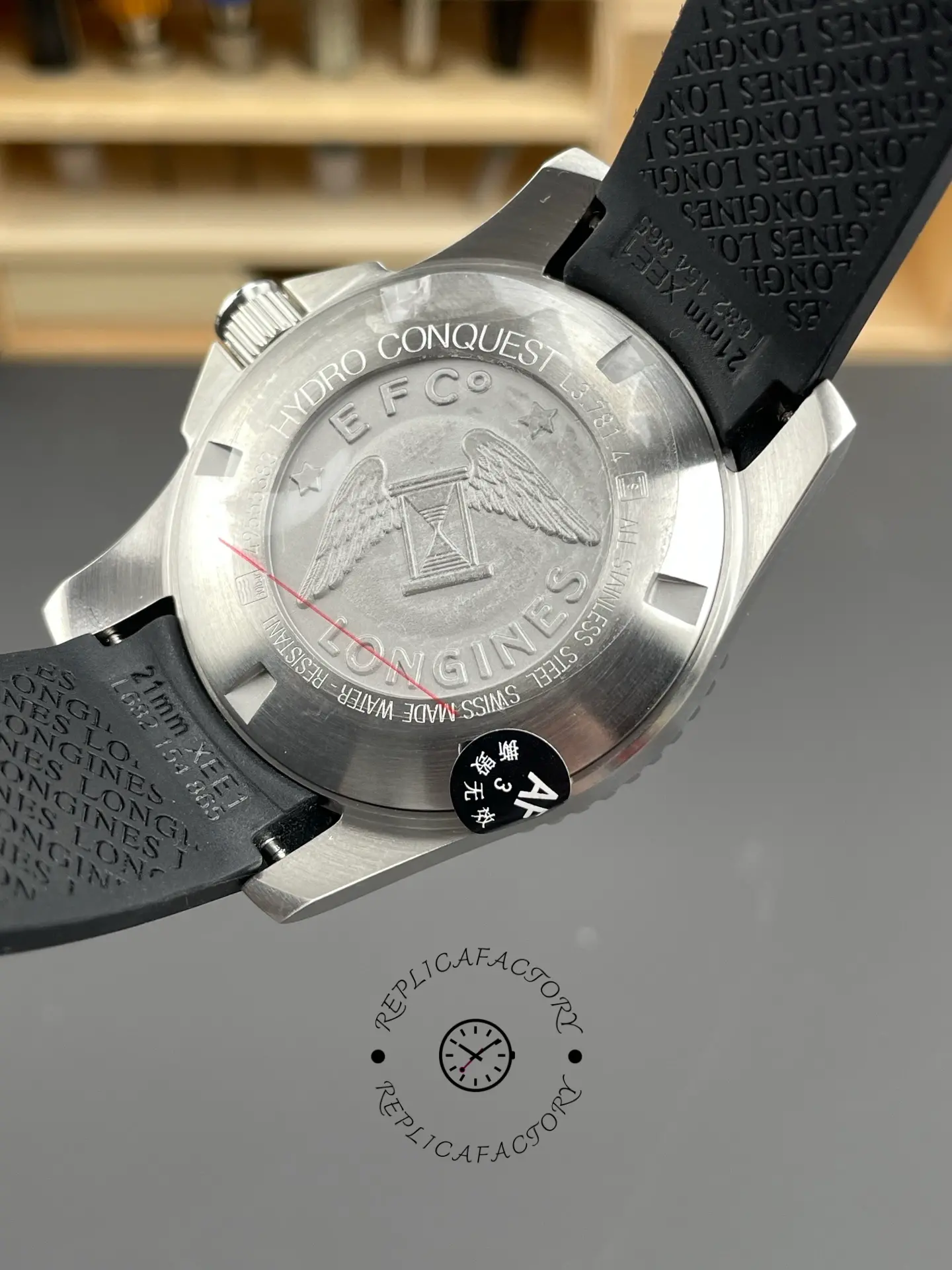 Longines HydroConquest 43mm Rubber Strap Replica L3.782.4.56.9 Black Dial