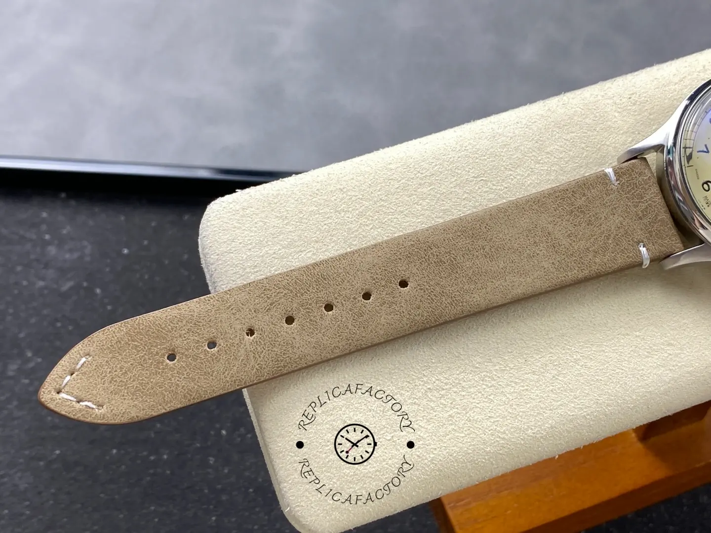 Longines L2.819.4.93.2 Heritage Military 38.5mm Steel Replica Beige Suede