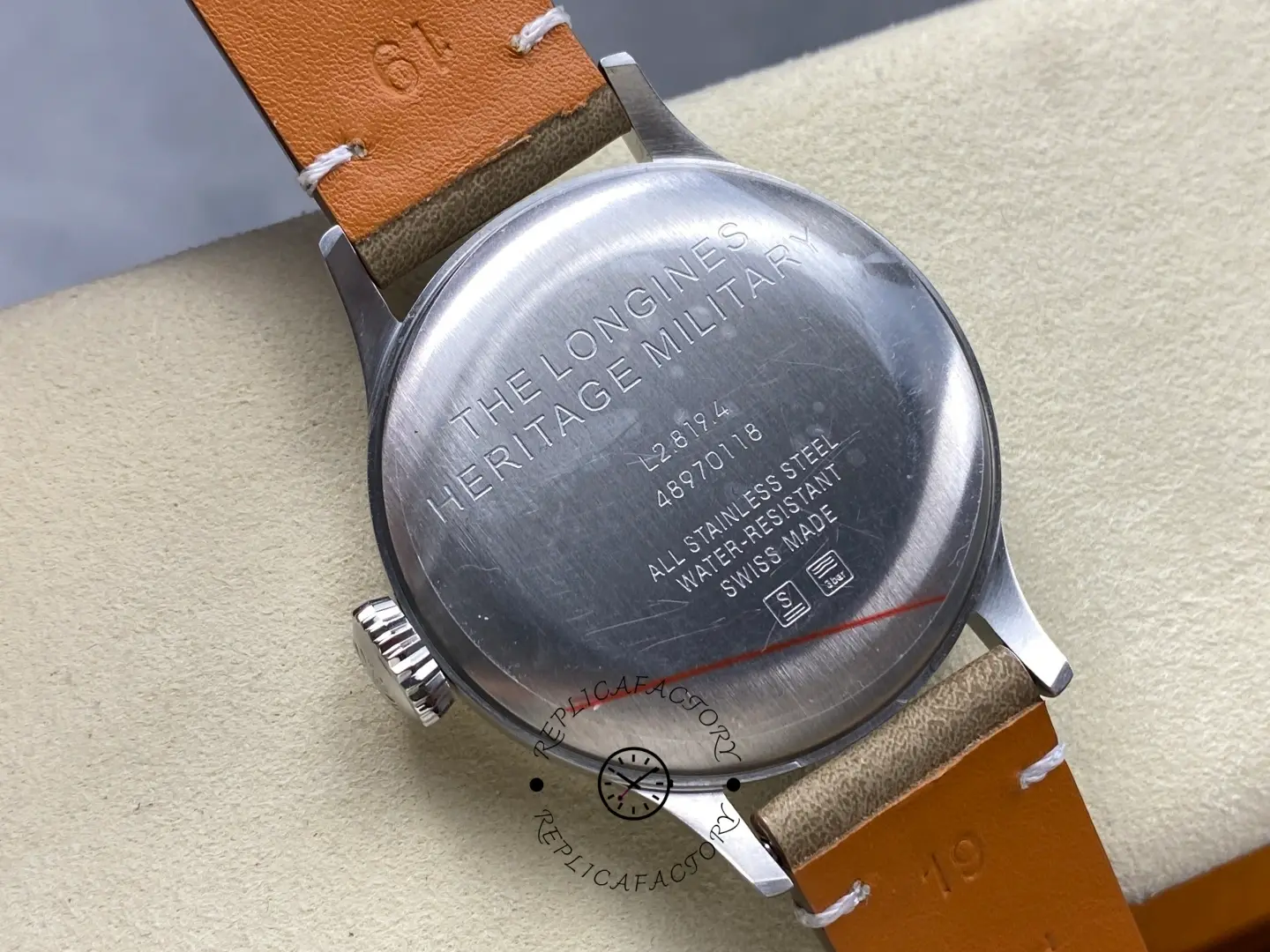 Longines Heritage Military 38.5mm Leather Replica L2.819.4.93.2 Black Dial