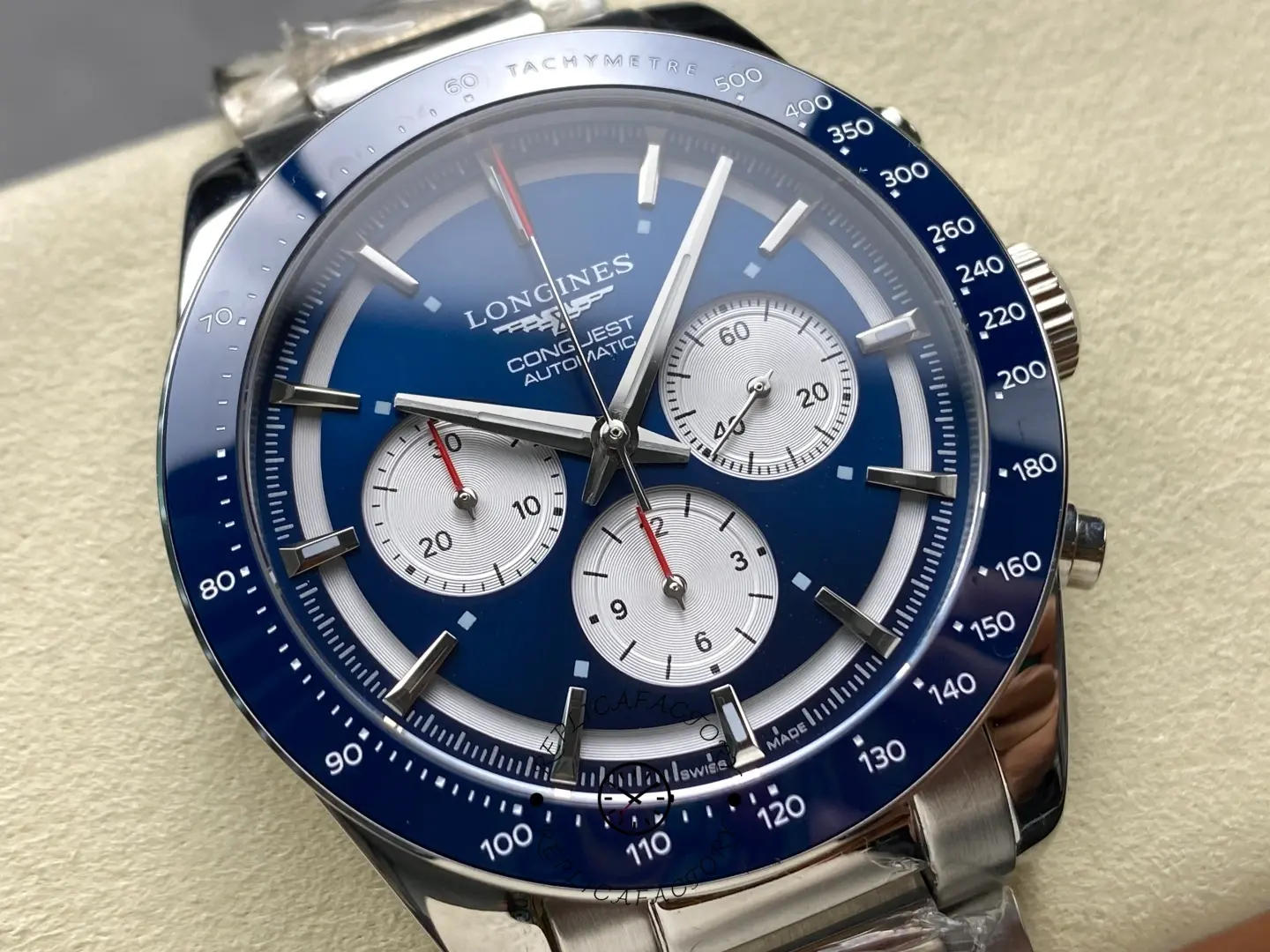 Longines L3.835.4.91.2 Conquest Replica 42 Blue Chronograph Automatic Steel