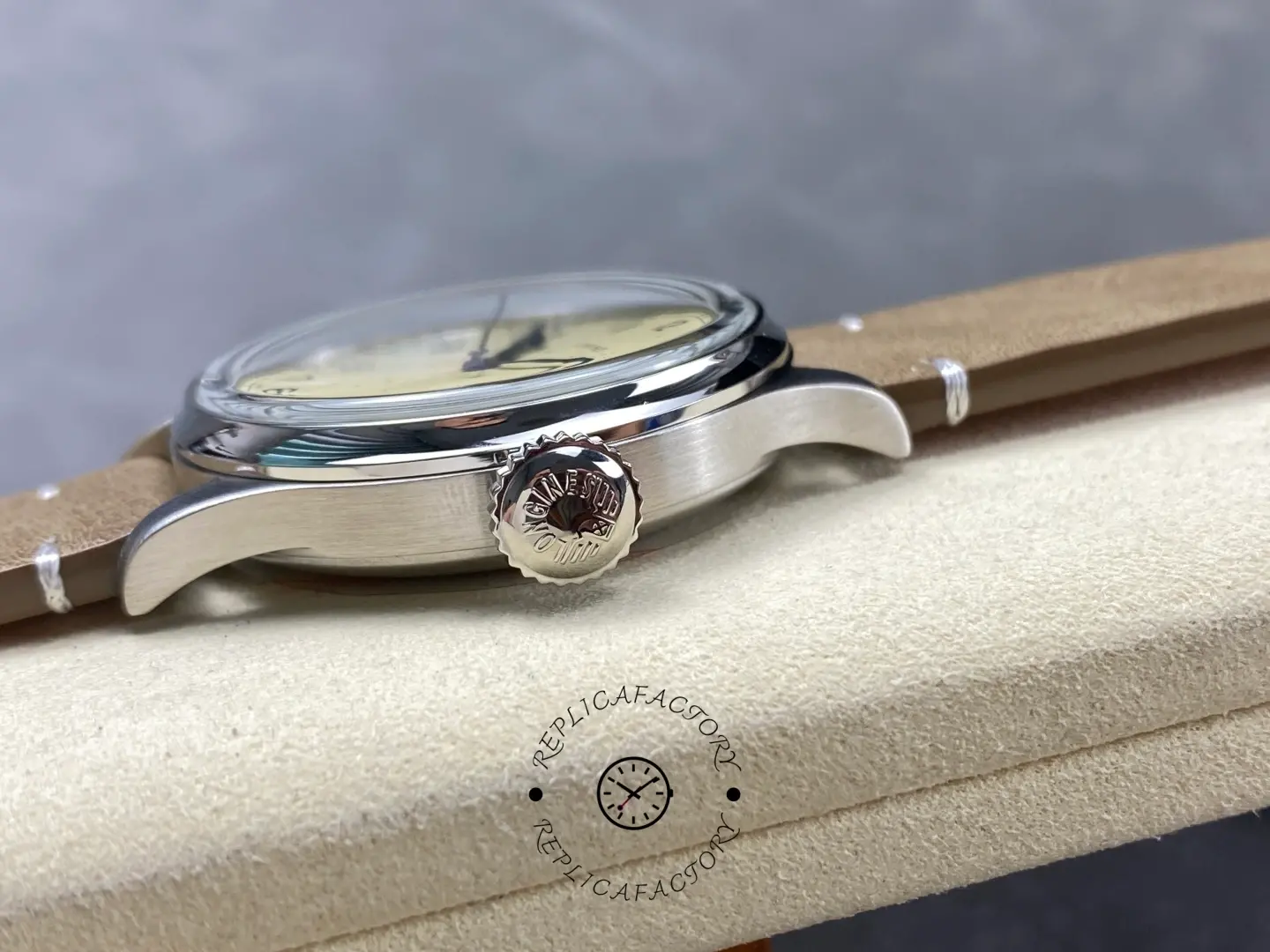 Longines L2.819.4.93.2 Heritage Military 38.5mm Steel Replica Beige Suede
