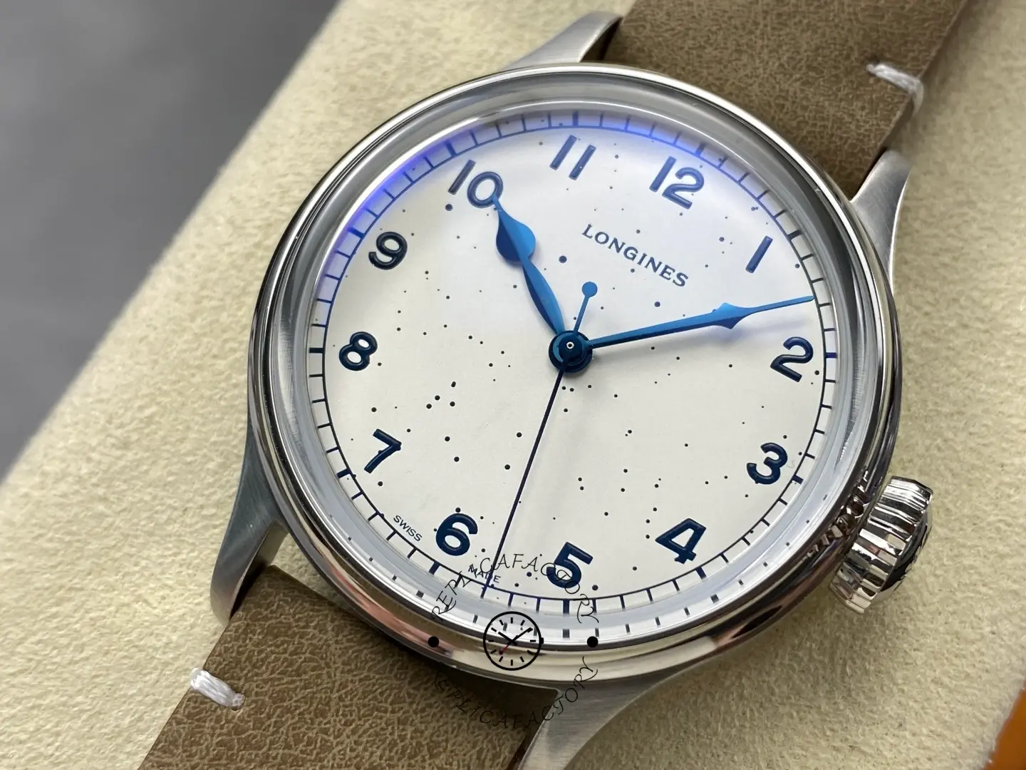 Replica Longines L2.819.4.93.2 Heritage Military White Dial Automatic Leather