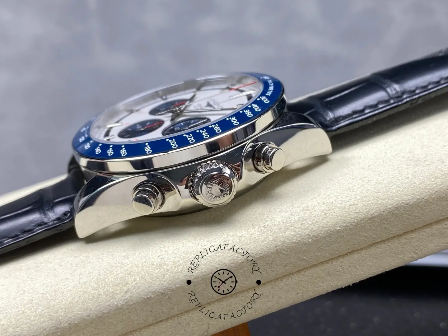 Longines L3.835.4.98.9 Conquest Leather Strap Replica Blue Bezel Chronograph