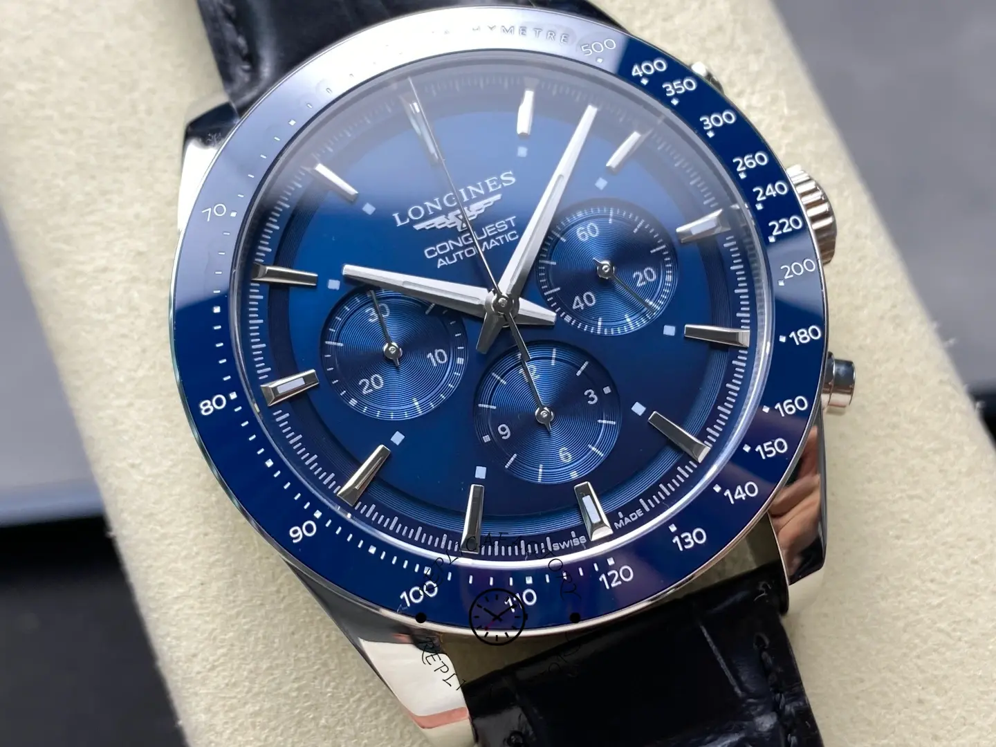 Longines L3.835.4.92.6 Conquest 42 Ceramic 1:1 Clone Tachymeter Chronograph