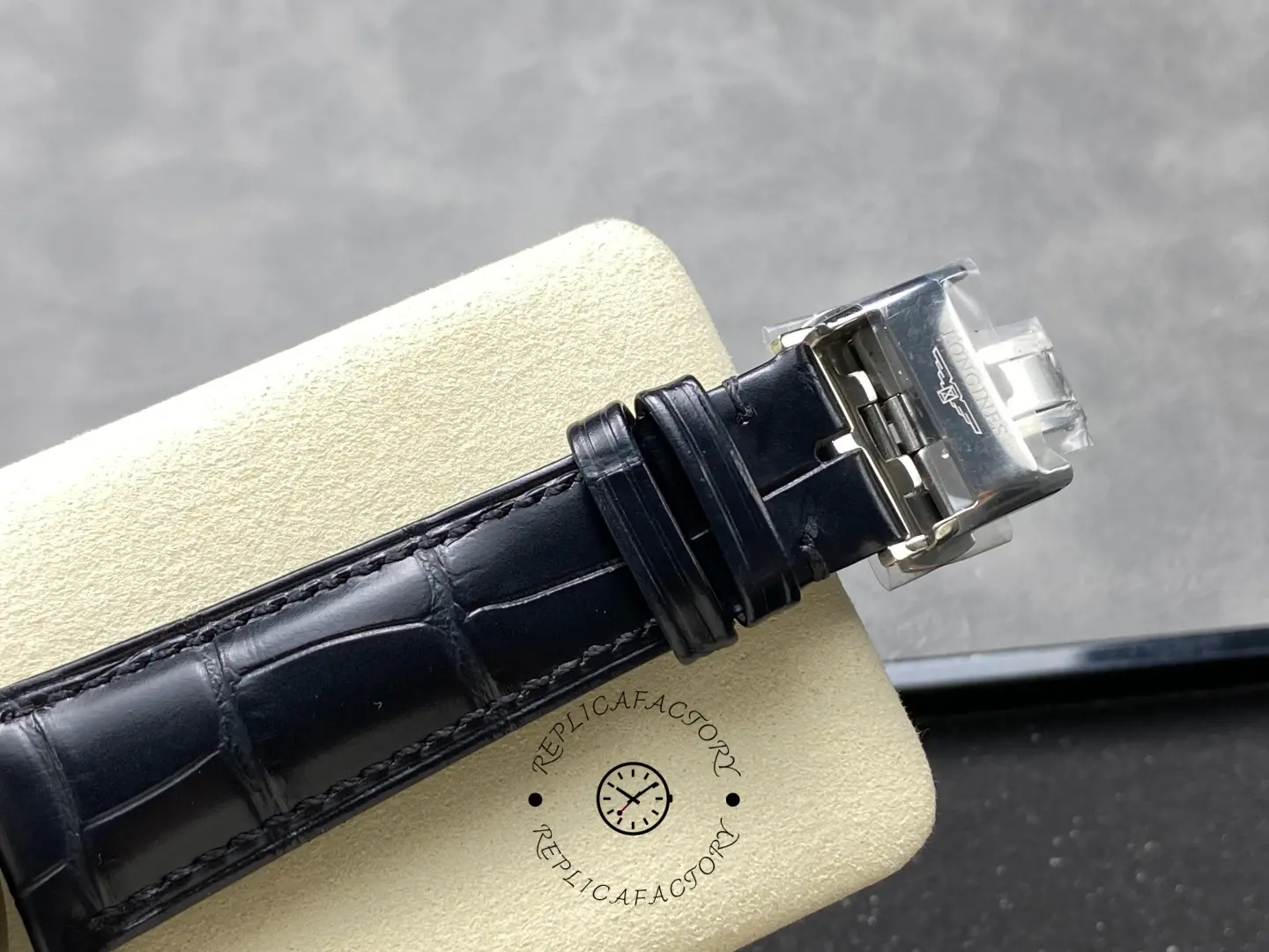 Longines L3.835.4.98.9 Conquest Leather Strap Replica Blue Bezel Chronograph