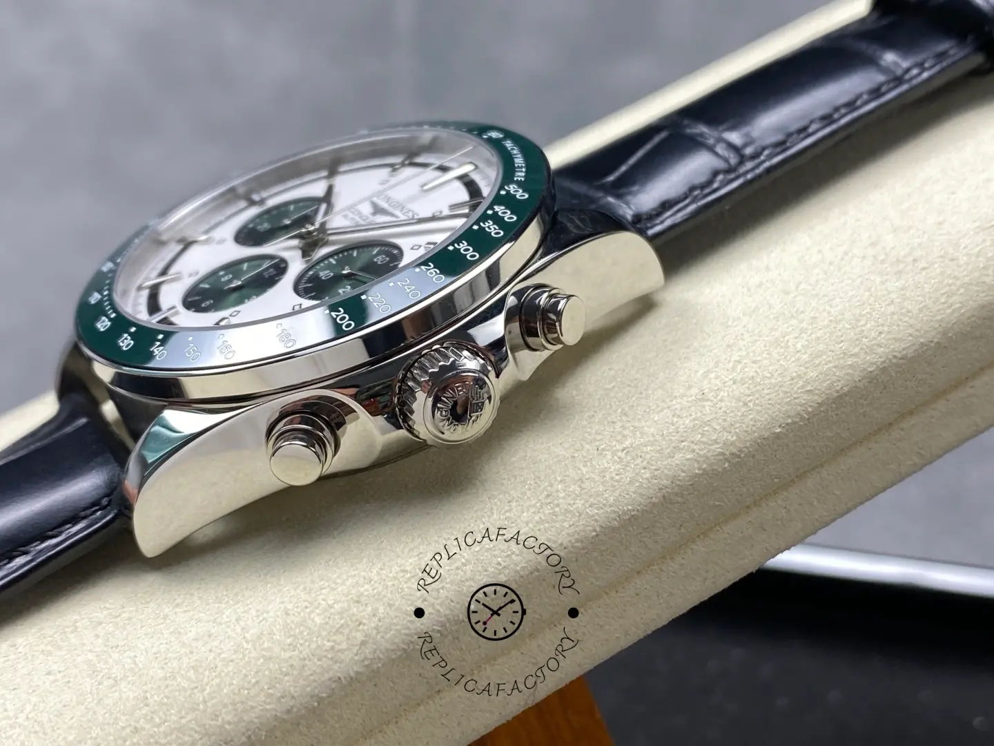 Longines L3.835.4.02.6 Conquest 1:1 Clone Panda Chronograph Leather Strap