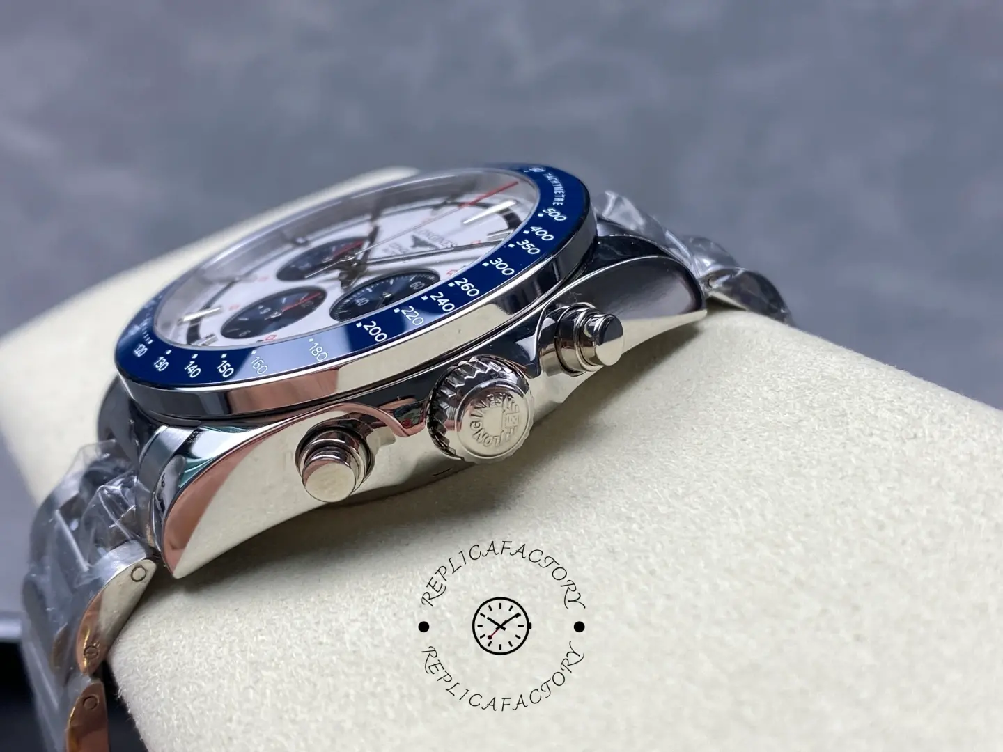 Longines L3.835.4.98.6 Conquest Chronograph Replica Silver-Blue Dial Watch