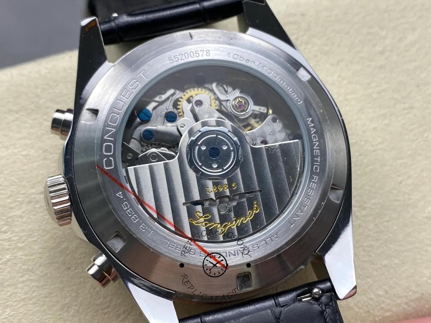 Longines L3.835.4.02.6 Conquest 1:1 Clone Panda Chronograph Leather Strap