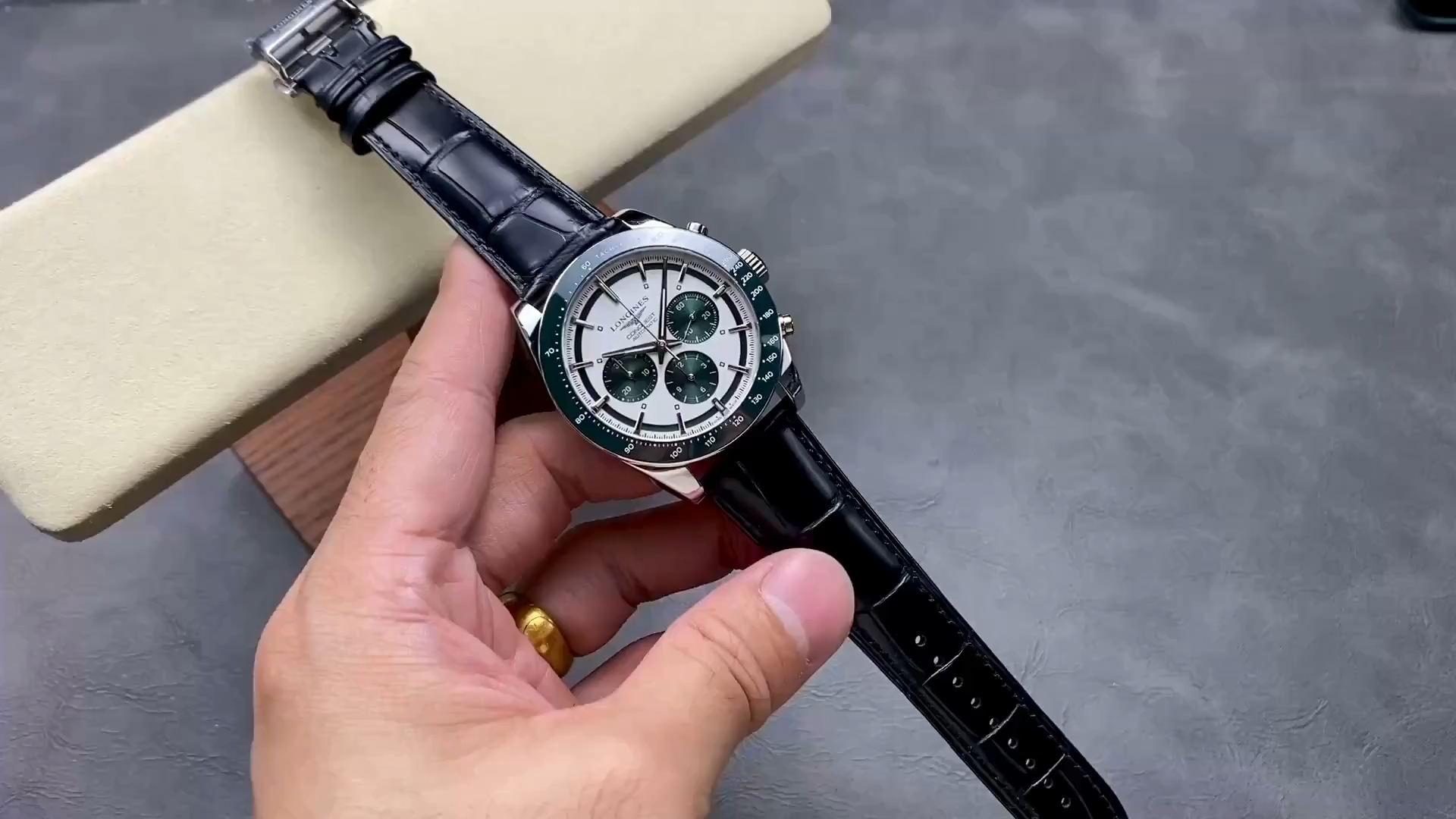 Longines L3.835.4.02.6 Conquest 1:1 Clone Panda Chronograph Leather Strap - Video