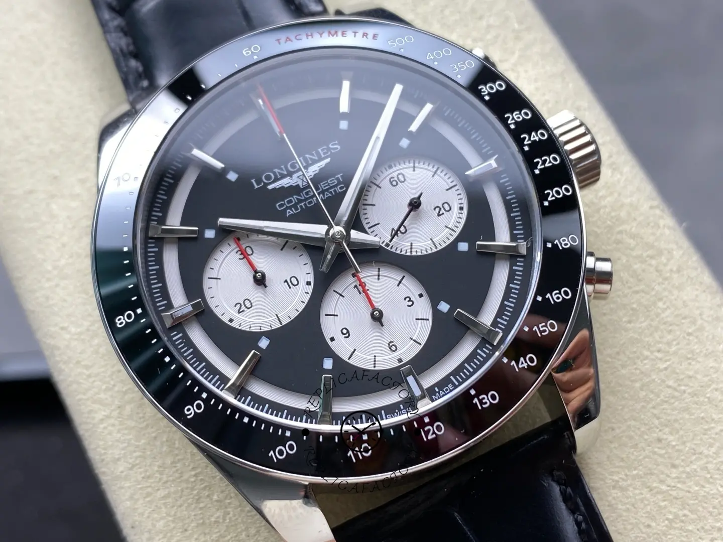 Longines Conquest L3.835.4.52.6 Black Leather Strap Chronograph 42MM 1:1 Clone