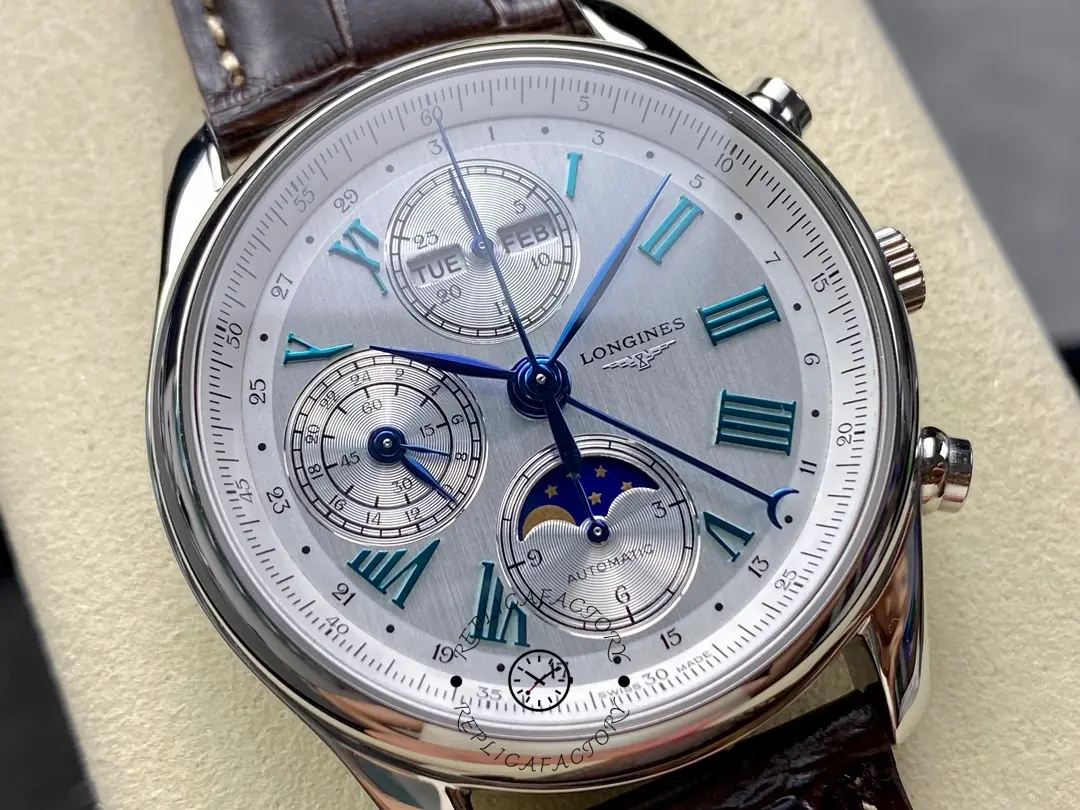 Longines Master Collection Replica Brown Leather Strap L2.773.4.71.2 Chronograph 42MM