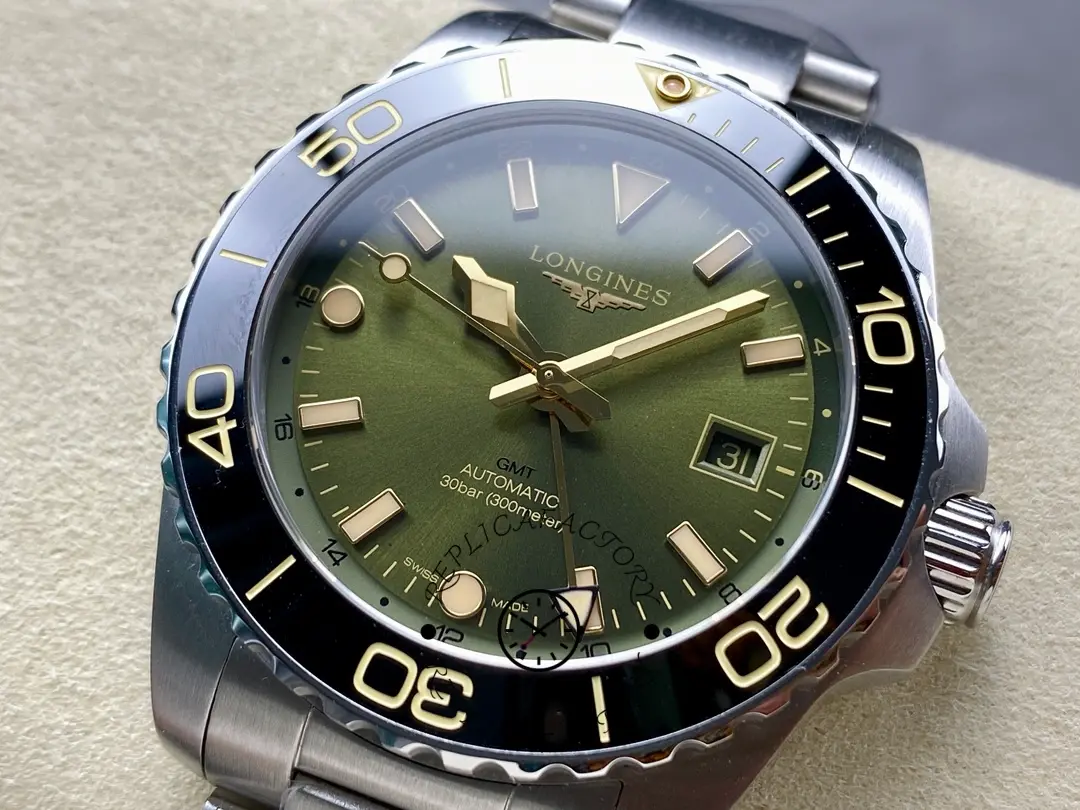 Longines L3.790.4.06.6 HydroConquest GMT 41 Green Dial 1:1 Clone Dive Watch