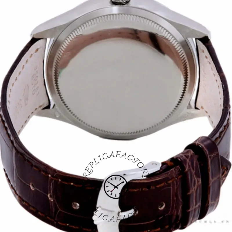 Rolex Cellini Date 50519 Brown Leather Black Dial 39mm Mens Replica Watch