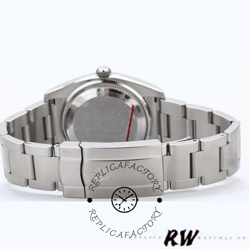 Rolex Oyster Perpetual Air-King 114234, caseback view showing rear case and bracelet.