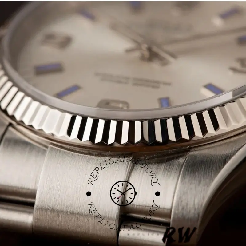Rolex Oyster Perpetual Air-King 114234 Blue Hour Markers Silver Dial 34mm Unisex replica watch