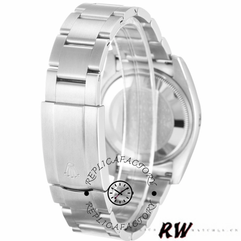 Rolex Air-King 114200 side profile, stainless steel case and Oyster bracelet.