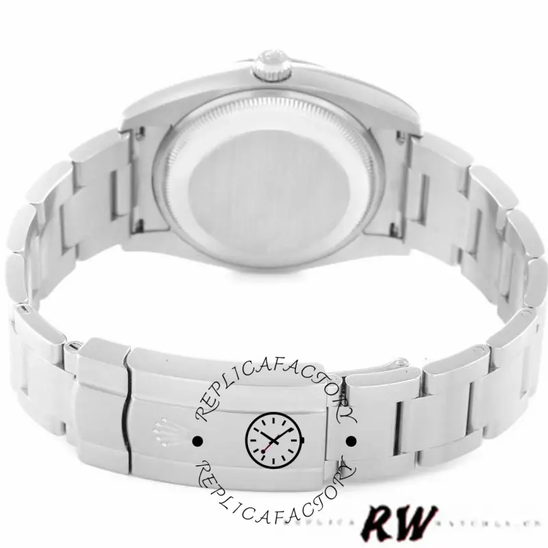 Rolex Oyster Perpetual Air-King 114234, caseback view showing solid steel back and bracelet.