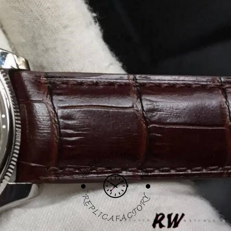 Rolex Cellini Date 50519 Brown Leather Silver Dial 39mm Mens Replica Watch
