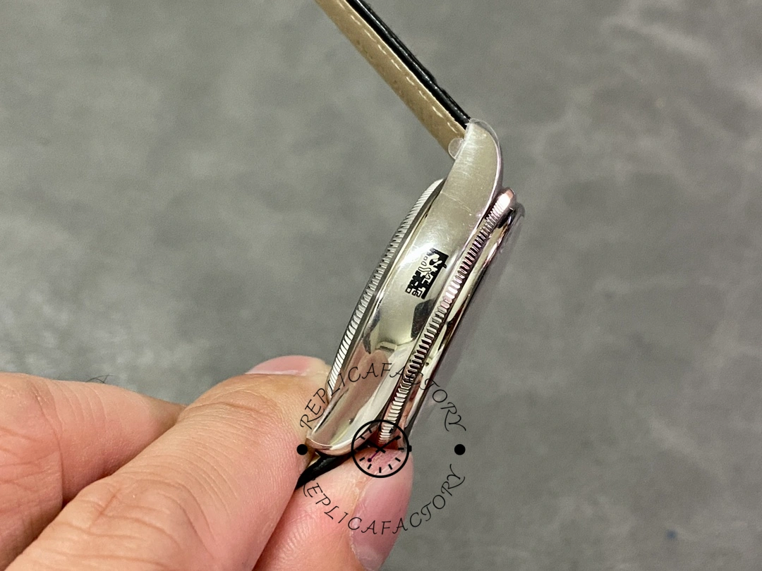 Rolex Cellini Dual Time 50529, side profile view highlighting slim case and polished lugs.