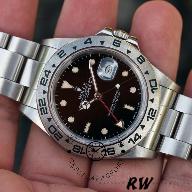 Rolex Explorer II 16550 Stainless Steel Black Dial 39MM Mens Replica Watch