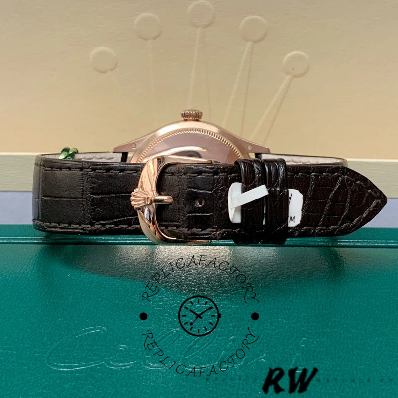 Rolex Cellini Date 50515 Rose Gold Silver Guilloche Index Dial 39mm Mens Replica Watch