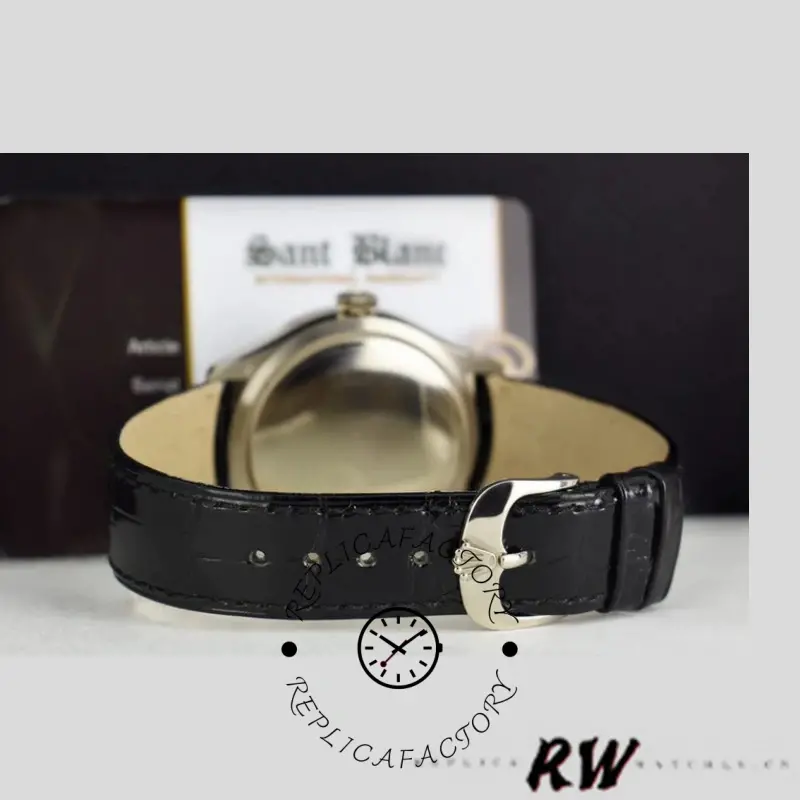 Rolex Cellini Dual Time 50529 Black Dial White Gold 39mm Mens Replica Watch