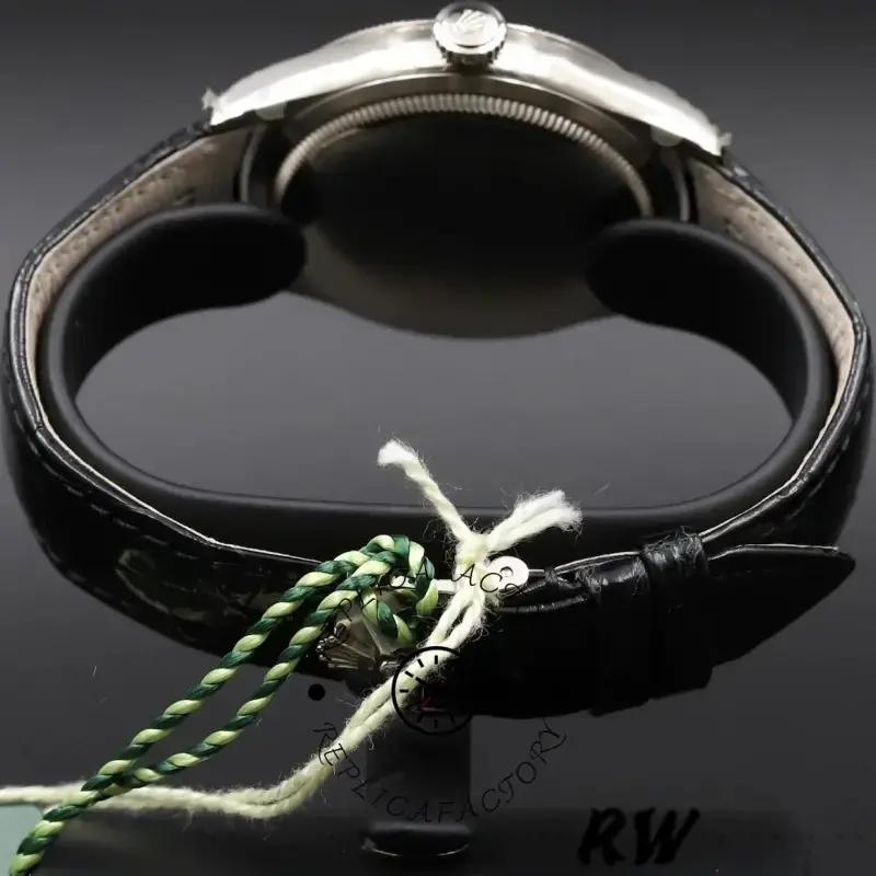 Rolex Cellini Time 50509 Black Leather Strap White Dial 39mm Mens Replica Watch