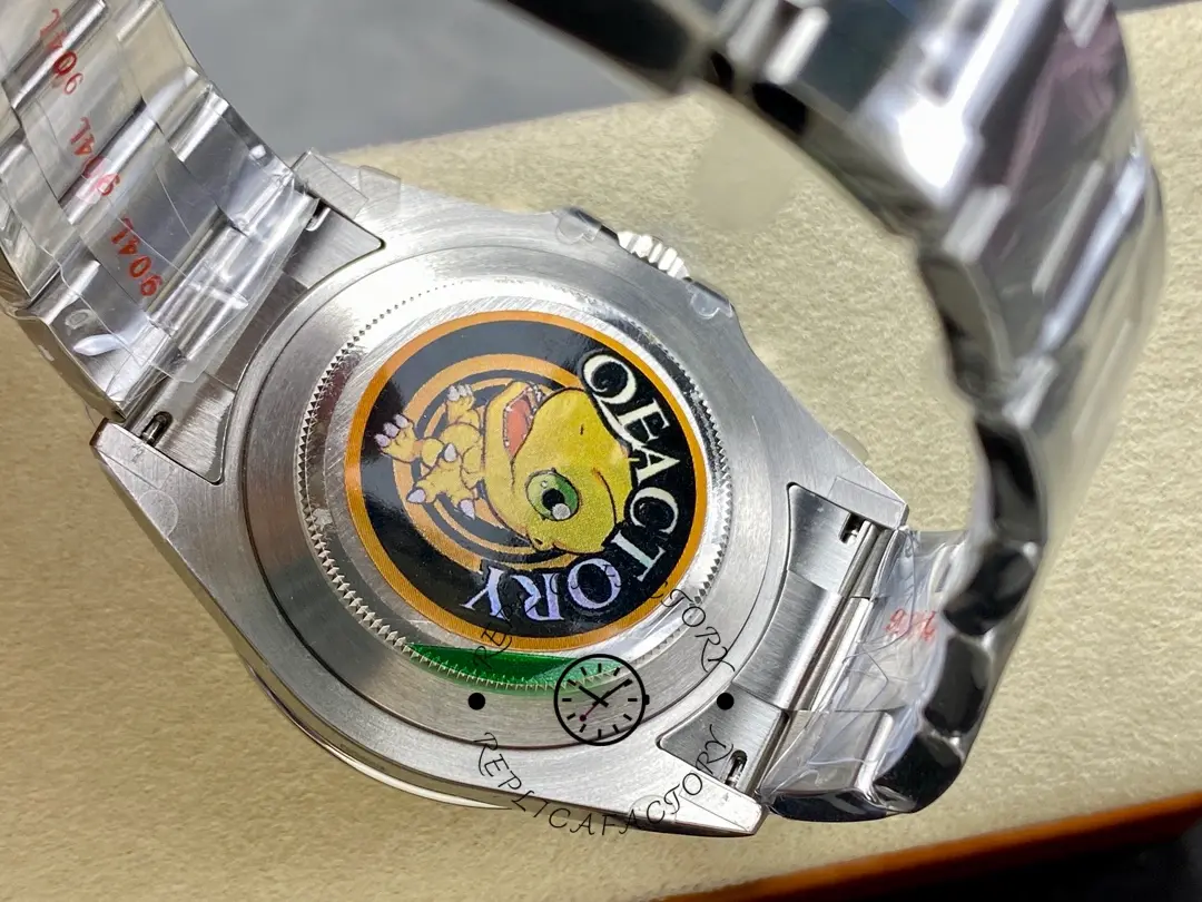 Caseback sticker shot of the Rolex Explorer II m226570 0001, showing engraving area and finish.