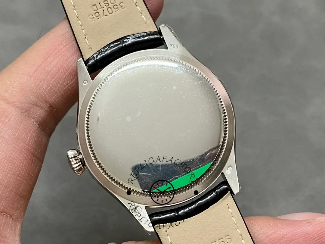 Rolex Cellini Time 50509 Black Leather Strap White Dial 39mm Mens Replica Watch