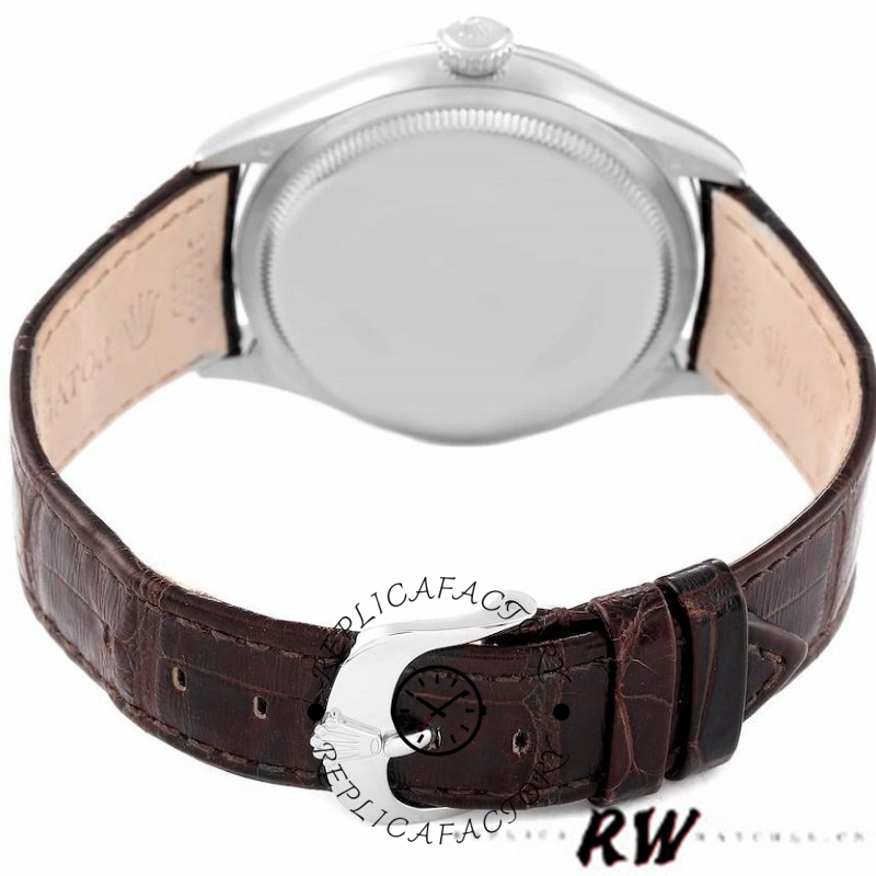 Rolex Cellini Time 50509 Brown Leather Strap White Dial 39mm Mens Replica Watch